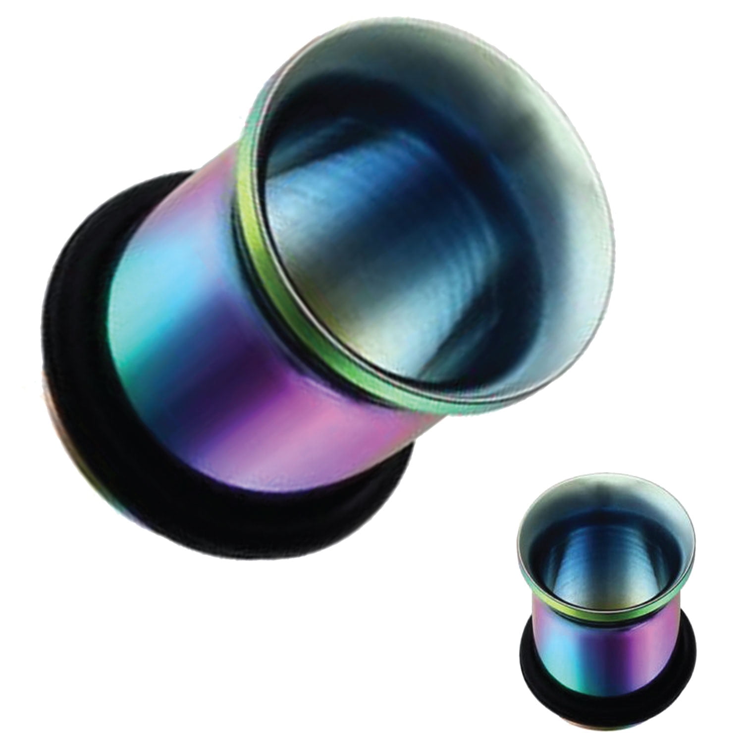 BodyJ4You BodyJ4You Ear Tunnel Plugs Single Flare Gauges 0G 8MM Rainbow Flesh Stretching