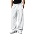 thumbnail image 2 of WULMLEO Men's Wide Leg Sweatpants with Pockets Drawstring Loose Fit Baggy Athletic Pants for Fall Casual White L, 2 of 9