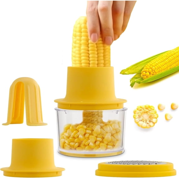 LQQBOX Corn Peeler, Corn Stripper, Corn cob Stripping Tool Corn Cutter & Remover with Built-In Cup Grater, Corn Kernel Cutter Ginger Grater