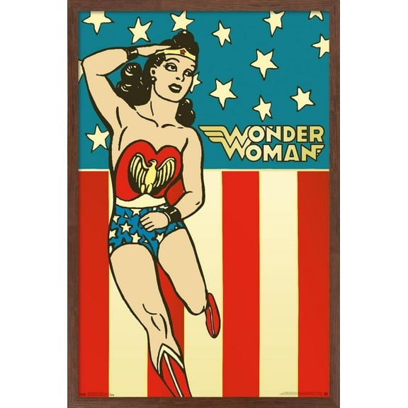 DC Comics - Wonder Woman - Vintage Wall Poster, 14.725" x 22.375", Framed