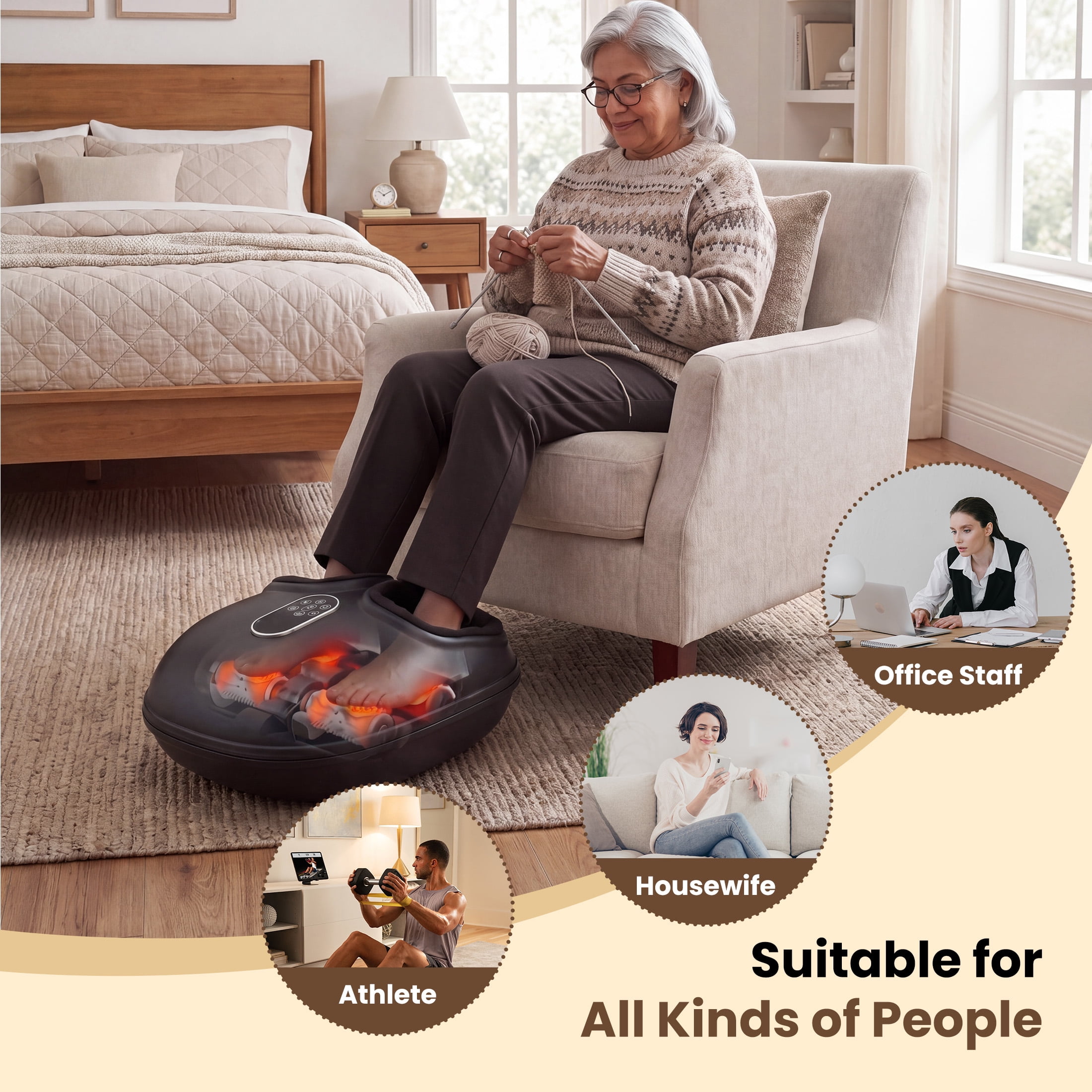edx Full-Foot Massage Machine，Heated Rollers with Deep Kneading Foot Massager ，Relieves Pain, Fatigue & Improves Foot Circulation Unisex Gift