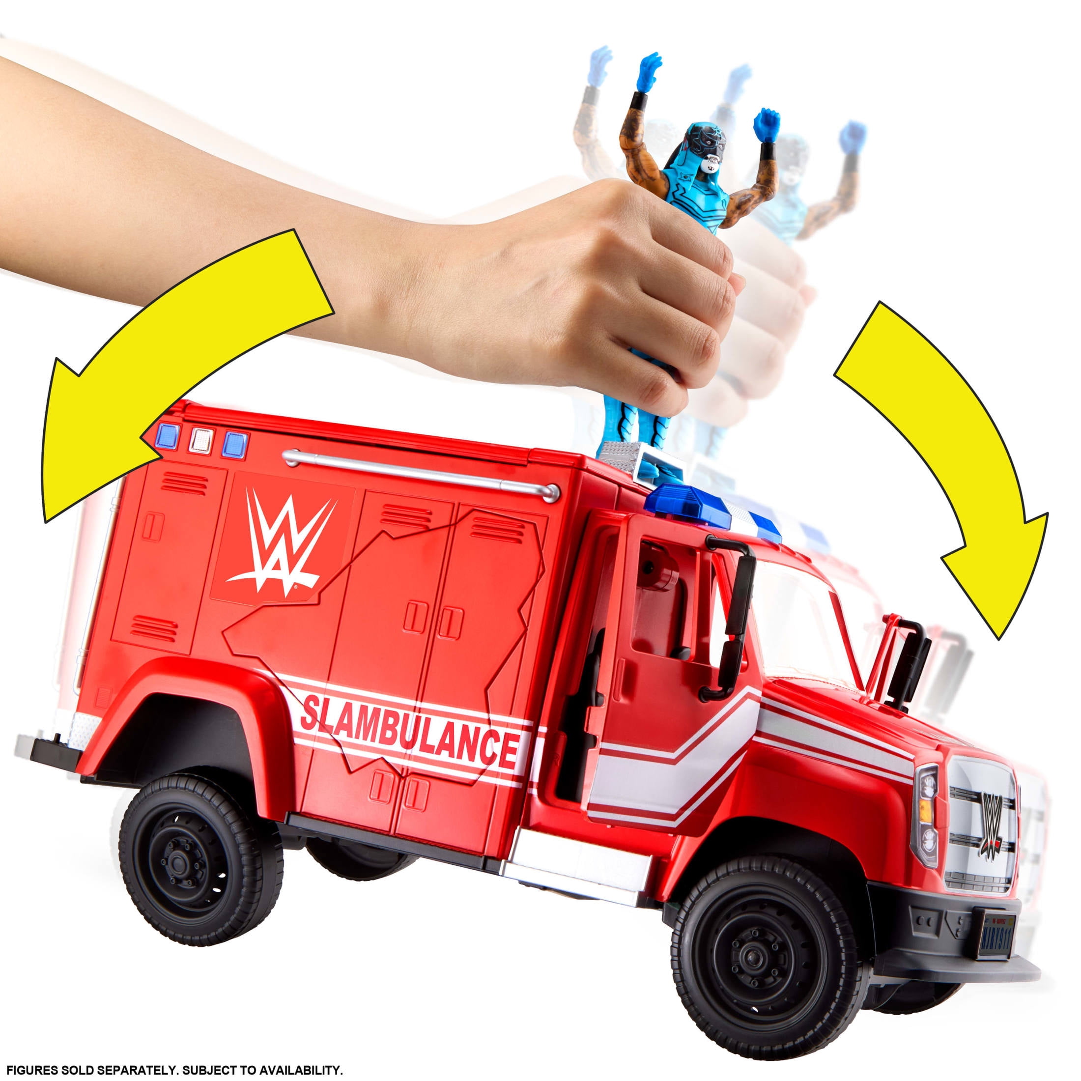 WWE Slambulance Vehicle with Brawling, Bashing & Smashing Action includes Crutches and Medical Case