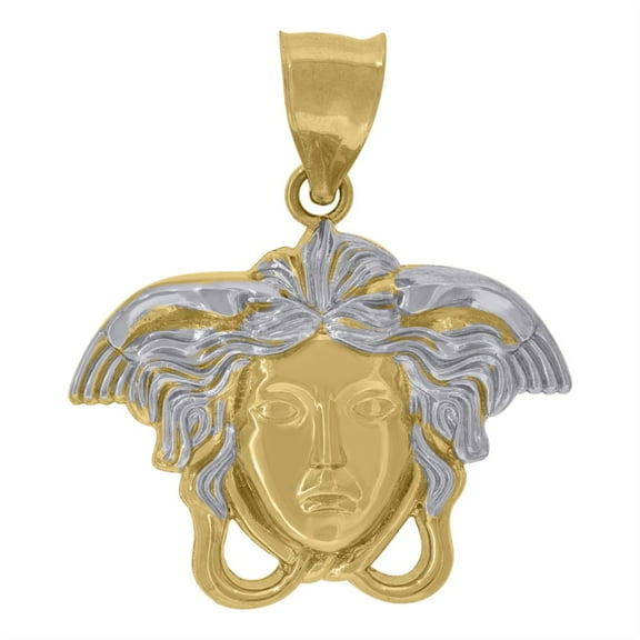 Auriga 10k Two-tone Gold Medusa Egyptian Charm Pendant for Men (L - 27.1mm)