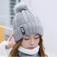 thumbnail image 2 of iHPH7 Hat and Scarf Set Hat Scarf Snow Caps Knit Beanie Skull Cap Fleece Neck Gaiter Neck Warmer Gray One Size, 2 of 3