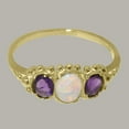 thumbnail image 5 of LBG British Made 18k Yellow Gold Natural Opal & Amethyst Womens Promise Ring - 33 size options - Size 9.5, 5 of 6