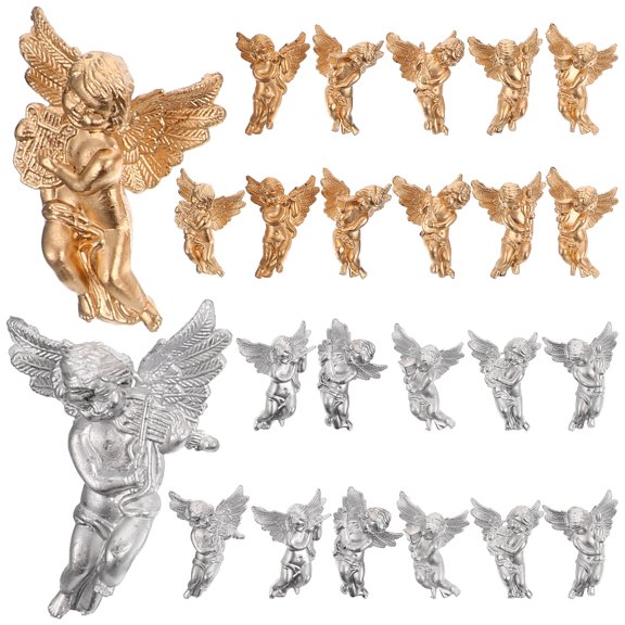 Gymnture 24pcs Plastic Hanging Angel Ornaments Set for Christmas Tree Holiday Decorations