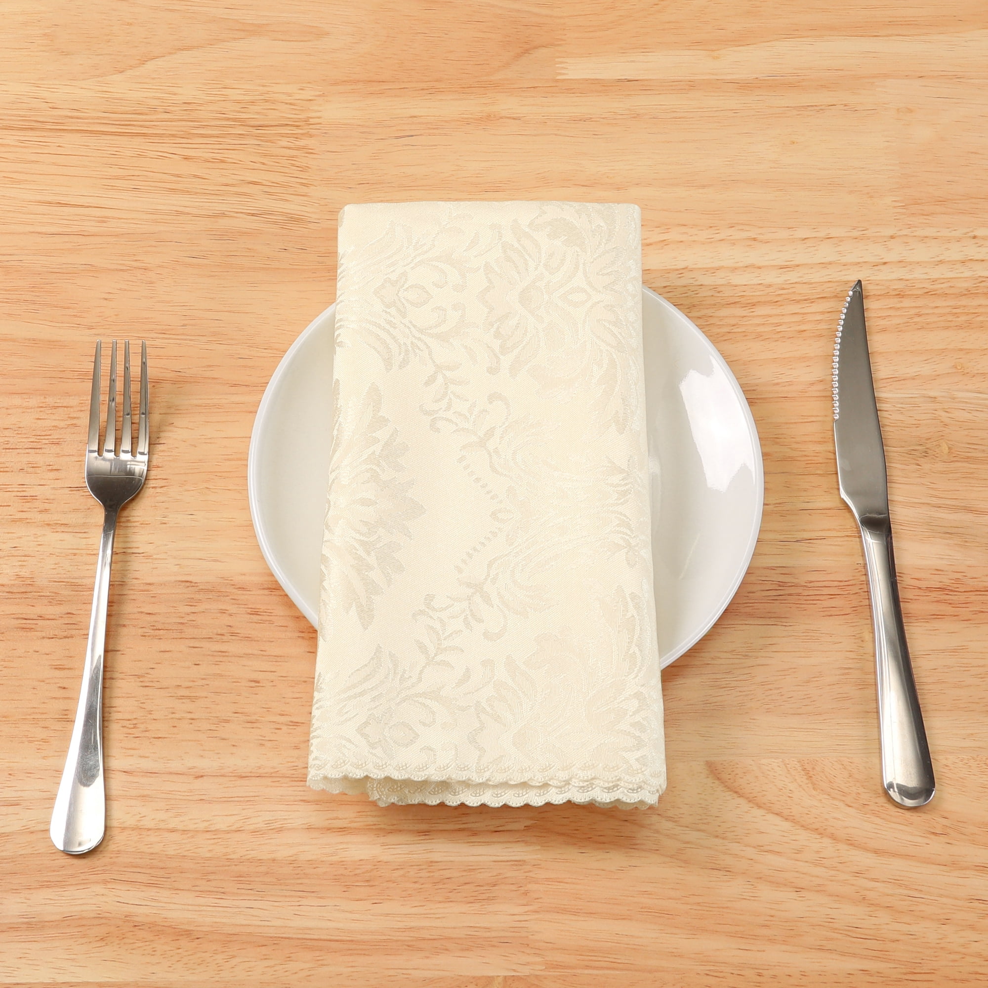 Unique Bargains 6 Pack Polyester Napkins Printed Floral Napkins for Party and Christmas Beige