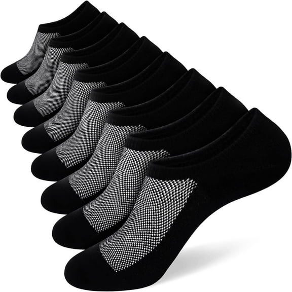 Mens No Show Socks 8 Pairs Invisible Low Cut Cotton Socks Ondo Non Slip Short Socks Size 5-8/9-11/12-14