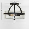 thumbnail image 4 of SAFAVIEH Nensor 13 in. Farmhouse 2-Light Black Metal Mount Light with Clear Shade, 4 of 11