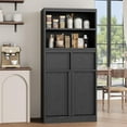 thumbnail image 4 of Freestanding Bathroom Storage Cabinet with 2 Drawers, Double Doors & Adjustable Shelf, Wooden Organizer for Bathroom, Kitchen, Living Room, 4 of 6