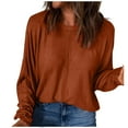 thumbnail image 2 of Tawop Shirts for Women Womens Tee Shirts Round Neck Long Sleeve Solid Orange Xl(Us:10), 2 of 5
