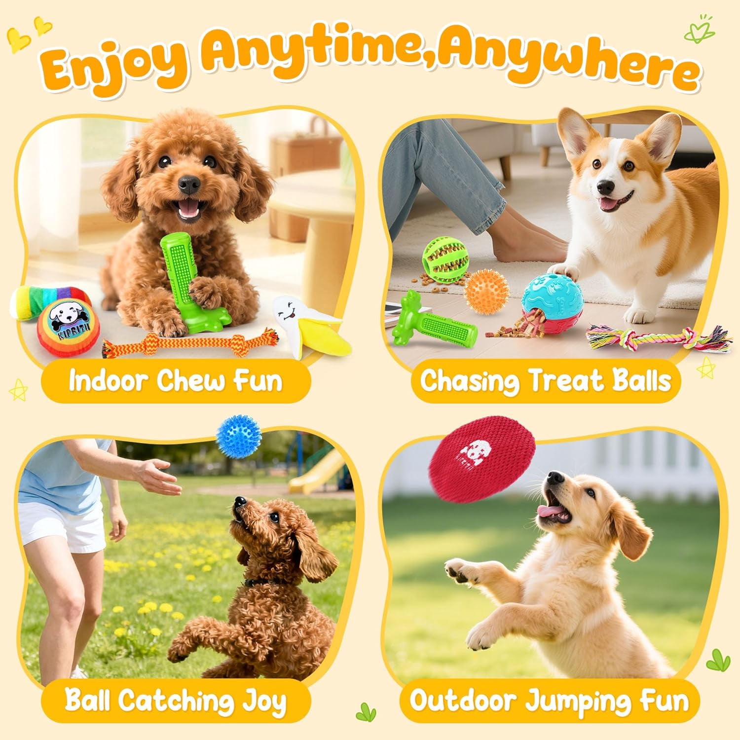 25 Pack Various Dog Toys Set – Ideal for Teething, Entertainment & Interactive Play, Includes Puppy Toys, Rope Toys, Treat Balls and Squeaky Dog Toys