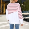 thumbnail image 4 of Holzkary Women's Striped Color Block Tunic Tops Side Slits Spring Long Sleeve T-Shirts Sweatshirt Crewneck Loose Trendy Sweatshirt with Spliced Sleeves and Contrasting Color Stripes Light Pink M, 4 of 7