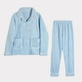 thumbnail image 2 of HAiming Womens 2 Piece Pajama Sets Casual Lapel Button up Tops and Pants Matching Sleepwear Winter Warm Loungewear, 2 of 9