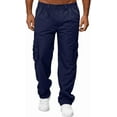 thumbnail image 3 of PUZTLOY Men's Cargo Pants Sweatpants Jogger Work Trousers Relaxed Fit Loose Casual Baggy Lightweight Workout Slacks with Multi Pockets Navy Blue, 3 of 7