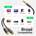 thumbnail image 4 of Cable RCA a auxiliar UGREEN de 3,5 mm macho a 2 RCA hembra, 20 cm, gris, 4 of 8