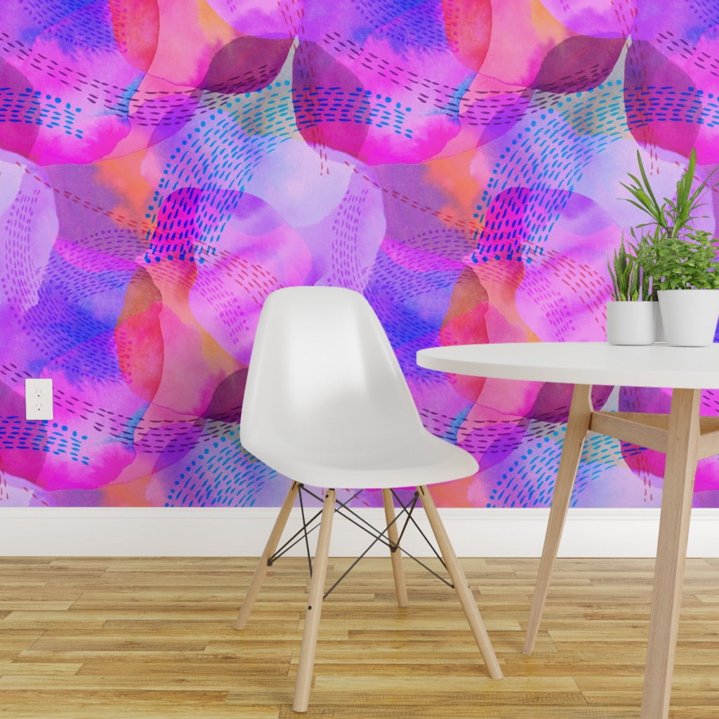Peel-and-Stick Removable Wallpaper Magenta Watercolor Bright Feminine