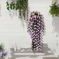 thumbnail image 3 of Artificial Hanging Flowers for Outdoors, Fake Hanging Plants for Outdoor, UV Resistant Faux Flowers, Silk Petunia Without Basket for Home Planter Porch Patio Decoration, Blue 38In, 3 of 9