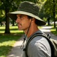 thumbnail image 5 of Sun Hats for Men Women Boonie Hat Foldable Wide-Brimmed Breathable Fishing Hat UPF 50+ Bucket Hat for Fishing Hiking Garden Sai Beach Travel Outdoor Army Green Free Size(Free Size), 5 of 7