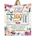 thumbnail image 1 of LHSHID 100th Birthday Gifts Women Blanket Happy 100th Birthday Gift Ideas 100th Birthday Decorations Gifts for Women Turning 100 Gifts for 100 Year Old Best Bday Present Throw Blankets 50"x60", 1 of 7