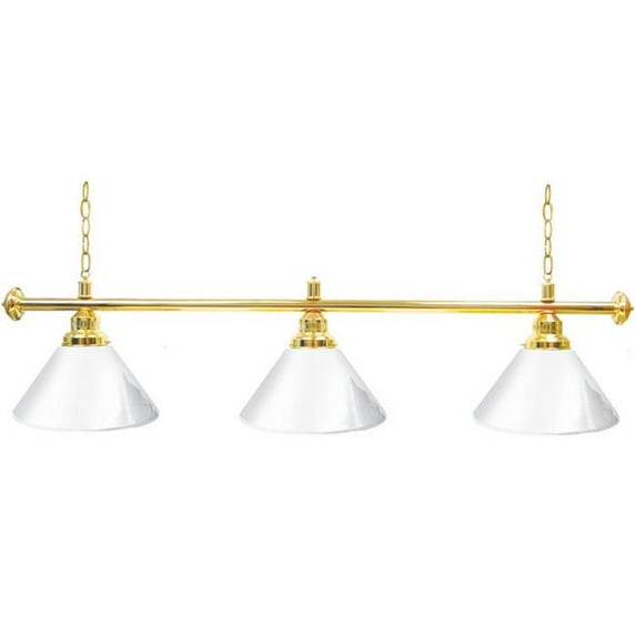 Trademark PB603G-WHI Custom 3 Shade Billiard Lamp, White & Gold