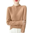 thumbnail image 2 of Zedker Sweaters for Women Mock Turtleneck Long Sleeve Soft Shirts Fall Ribbed Tops Tee,Plus Size Khaki L, 2 of 3