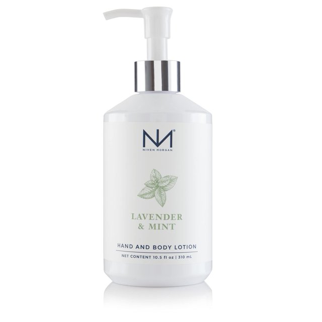 Niven Morgan Loción para manos y cuerpo de lavanda y menta, 10,5 onzas líquidas