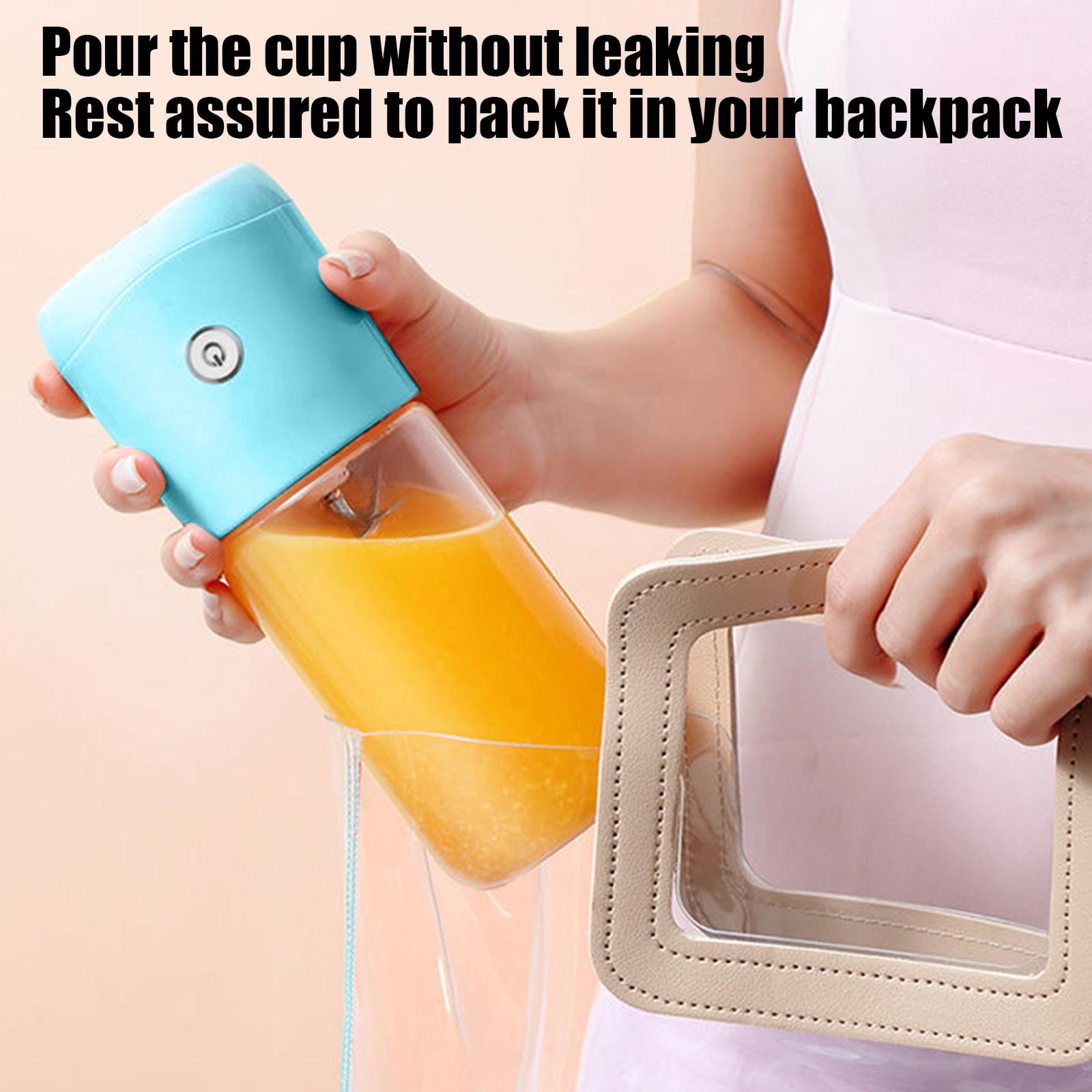 Portable Mini Juicer Multifunctional Squeezer for Home Travel to Clean Type-C,Includes 2 Cups-one for Blending, One for Direct Drinking(Blue)
