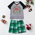 thumbnail image 3 of Rrxhxhs 2026 Merry Christmas Matching Pajamas Set Wreath Print Crew Neck Raglan Sleeve Sleepwear Short-Sleeve Plaid Shorts Set, 3 of 6