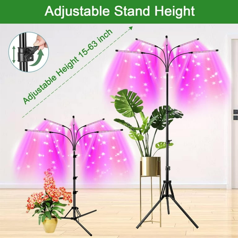 BN-LINK 5 Heads Grow Light, Full Spectrum, Adjustable Stand, Timer
