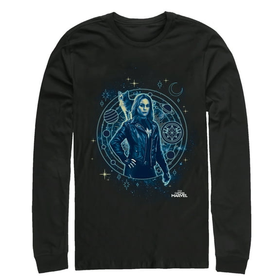 Men's Marvel Captain Marvel Celestial Partners  Long Sleeve Shirt Black Small