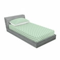 thumbnail image 3 of Ambesonne Retro Fitted Sheet & Pillow Sham Set, Checked Pattern Lines, Queen, Green and Cream, 3 of 3