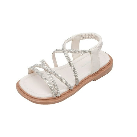 

niuredltd girls sandals open toe mesh rhinestones design sandals flat sandals summer dress shoes casual shoes size 28