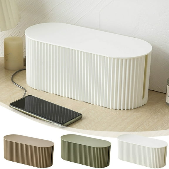 mtvxesu Plastic Totes with Lids for Storage, Kitchen Appliances Plug Board Storage Box, Cord Organizer, ABS Material, White, Brown, Green, 33x13x14cm, Power Cable Management Box, Router Storage