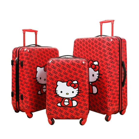 Hello Kitty 3-Piece Luggage Set – 20", 24", and 28" Rolling Suitcases