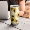 thumbnail image 4 of 20 Oz White Sunflower Coffee Tumbler Double Wall Insulated Stainless Steel Water Bottle | Metal Reusable Thermoses Flask with Cup Cap | Leak & Sweat Proof with Anti-Dust Lid, 4 of 7