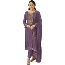Stitched Women's Wear Indian Pakistani Designer Salwar Kameez Trouser Pant Suits ( Purple, S - 38 )