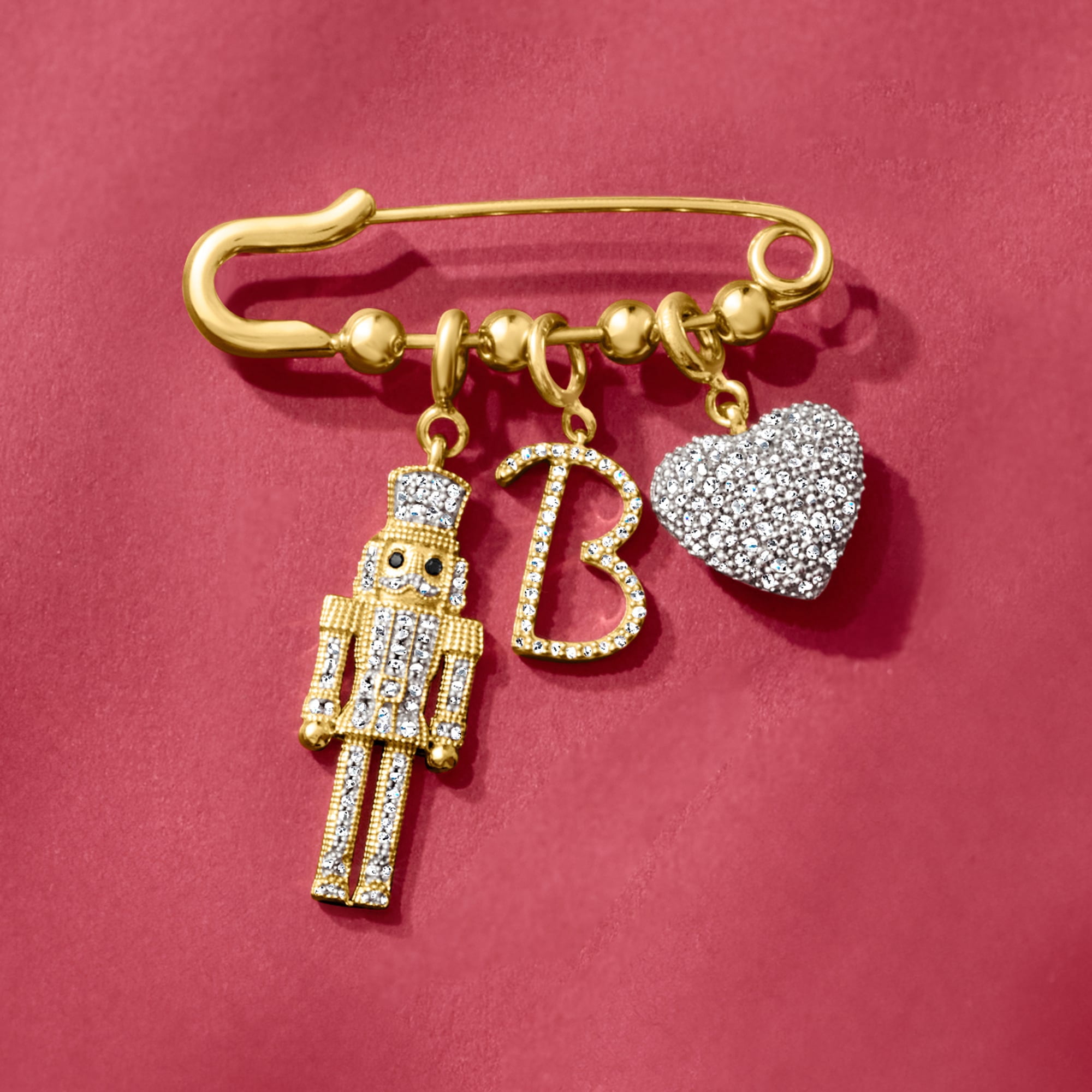 Ross-Simons 18kt Gold Over Sterling Charm-Compatible Safety Pin, Women's, Adult