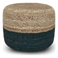 thumbnail image 1 of Lydia Pouf Rond Contemporain en Jute Tressé Naturel Bleu Sarcelle, 1 of 8