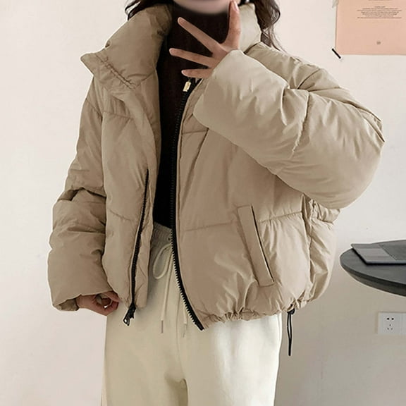 AOOCHASLIY 2023 Women Winter Coat Fall Fashion Women Casual Comfortable Zipper Pocket Long Sleeve Parkas