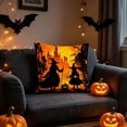 thumbnail image 2 of Halloween Throw Pillow Covers, Spooky Castle Pumpkin Print Soft Cushion Cases for Sofa Couch Indoor Fall Home Halloween Party Decor 18X18 Inch, 2 of 6
