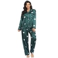 thumbnail image 2 of Monfince Autumn Spring Womens Silk Satin Pajamas Set Button Down Floral Pattern Sleepwear Loungewear Ladies Pajamas Nightgown Two-piece suit, 2 of 4