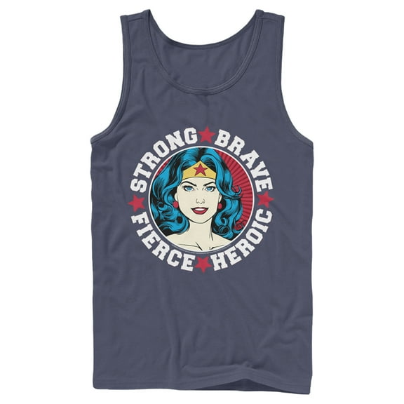 Men's Justice League Strong Fierce Heroic Tank Top Navy Blue X Large