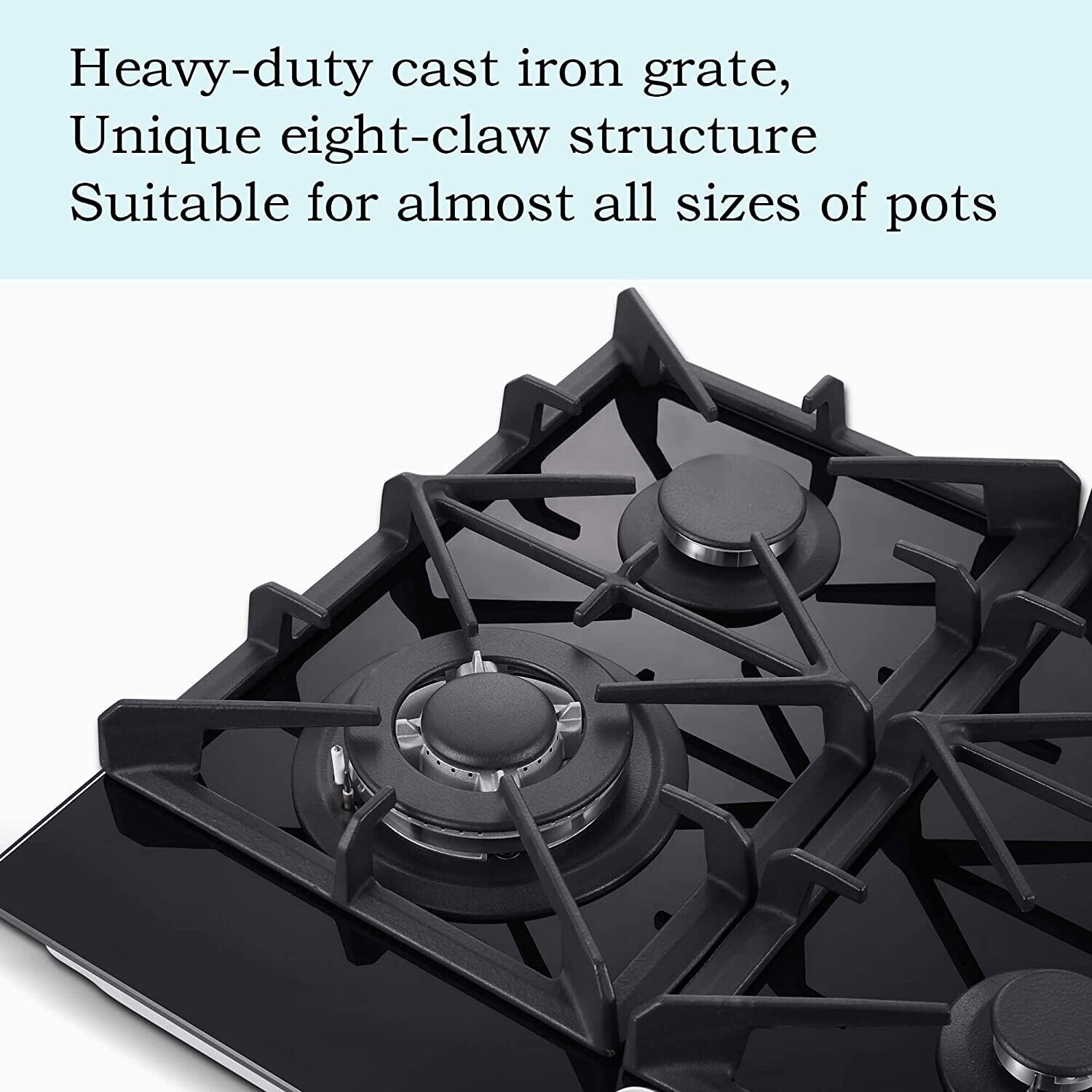 24" Kitchen Built-in Gas Cooktop 4 burners NG/LPG Stainless Steel Tempered Glass