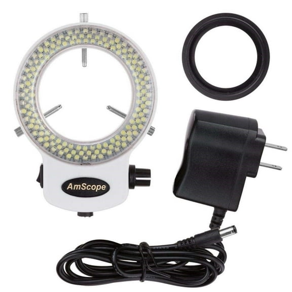 AmScope LED-144W-ZK White Adjustable 144 LED Ring Light Illuminator for Stereo Microscope and Camera