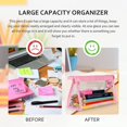 thumbnail image 4 of Trousse Transparente, Blanc+rose, Trousse De Maquillage En Pvc Pour Stockage De Papeterie De Voyage, 2pcs Trousse Scolaire Pour Fournitures De Bur, 4 of 5