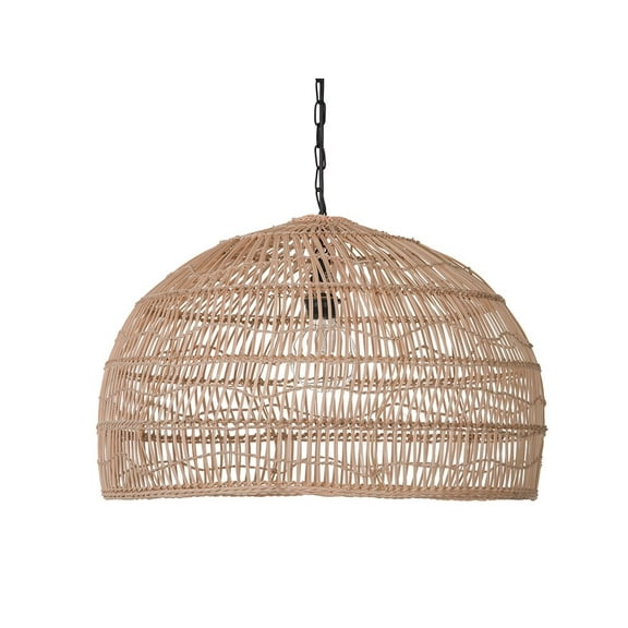 Kouboo Luhu Open Weave Cane Rib Dome Pendant Lamp, Kitchen Bedroom, Dining Room, Hanging Ceiling lighting Fixture Natural
