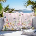 thumbnail image 3 of Throw Pillow Covers 18x18 Inch Set of 2, Wildflowers Waterproof Outdoor Pillow Covers, Spring Watercolor Tulip Floral Leaf Pink Plaid Decorative Cushion Pillowcases for Couch, Sofa, Bed, Patio, 3 of 9