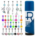 thumbnail image 1 of BodyJ4You 65 Belly Button Rings Dangle Barbells 14G Acrylic Bioflex Steel CZ Navel Body Jewelry, 1 of 7