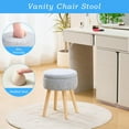 thumbnail image 3 of Storage Ottoman Velvet Round Vanity Stool Tray Top Modern Foot Stool with Wood Legs Multifunctional Upholstered Foot Ottoman Rest for Living Room, Bathroom, 3 of 17